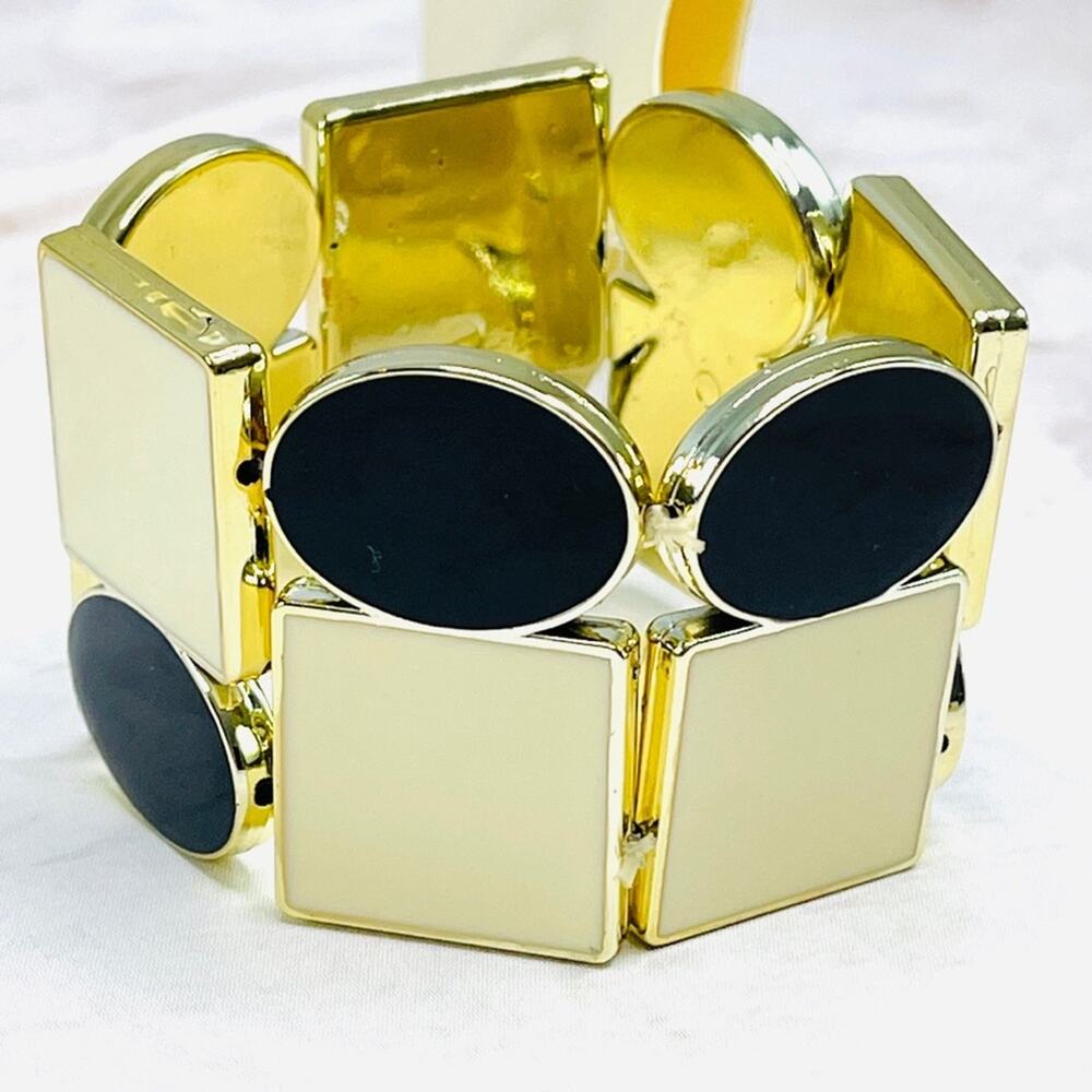 Mocha cream and black geometrical elastic bracelet NWT